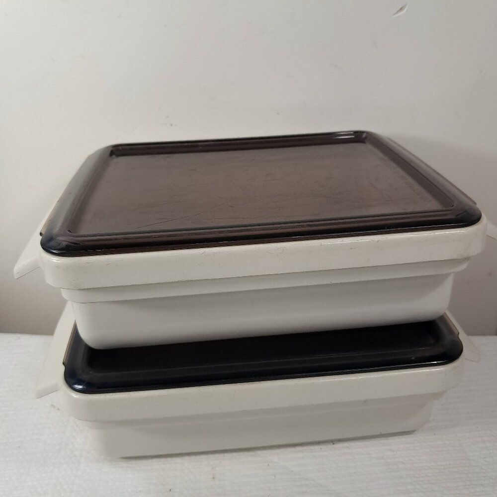 Vintage Litton Ware Conventional Oven‎ Microwave Lidded Cookware set 2 w/ lids